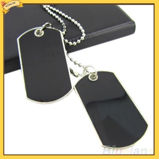 (Athena) Men Cool Double Alloy Plain Dog Tag Pendant Charm Ball Chain Necklace Jewelry