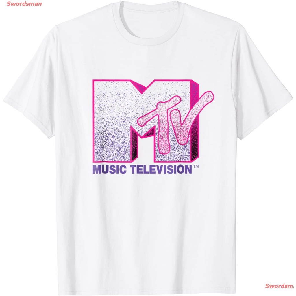 เสื้อยืดผู้ชาย90-เสื้อยืดแขนสั้น-mtv-sparkly-logo-music-television-t-shirts-mens-womens-t-shirts