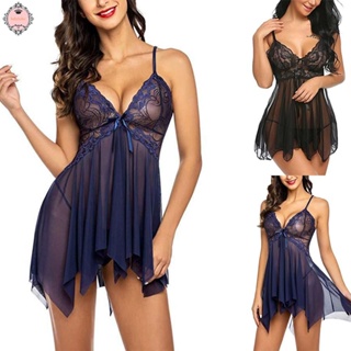 Womens Lingerie Lace Bikini Pajamas Set G-String Dress Nightwear Sleepwear New