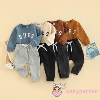 Babygarden-0-3years ชุดเสื้อแขนยาว คอกลม พิมพ์ลายตัวอักษร และกางเกงขายาว สําหรับเด็กผู้ชาย