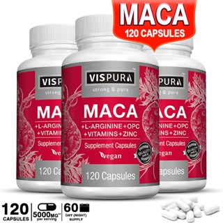 Maca Root Capsules 5000 Mg + L-Arginine, Vitamins B6 + B12, OPC and Zinc, Energy Boosting Formula* for Men and Women