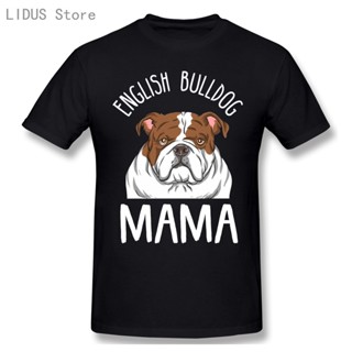 เสื้อคู่วินเทจ เสื้อยืดกราฟิกแฟชั่นปี 2021 อะนิเมะอะนิเมะ English Bulldog Mama แขนสั้นเสื้อโอคอผู้ชายลําลองเสื้อยืดผ้าฝ้