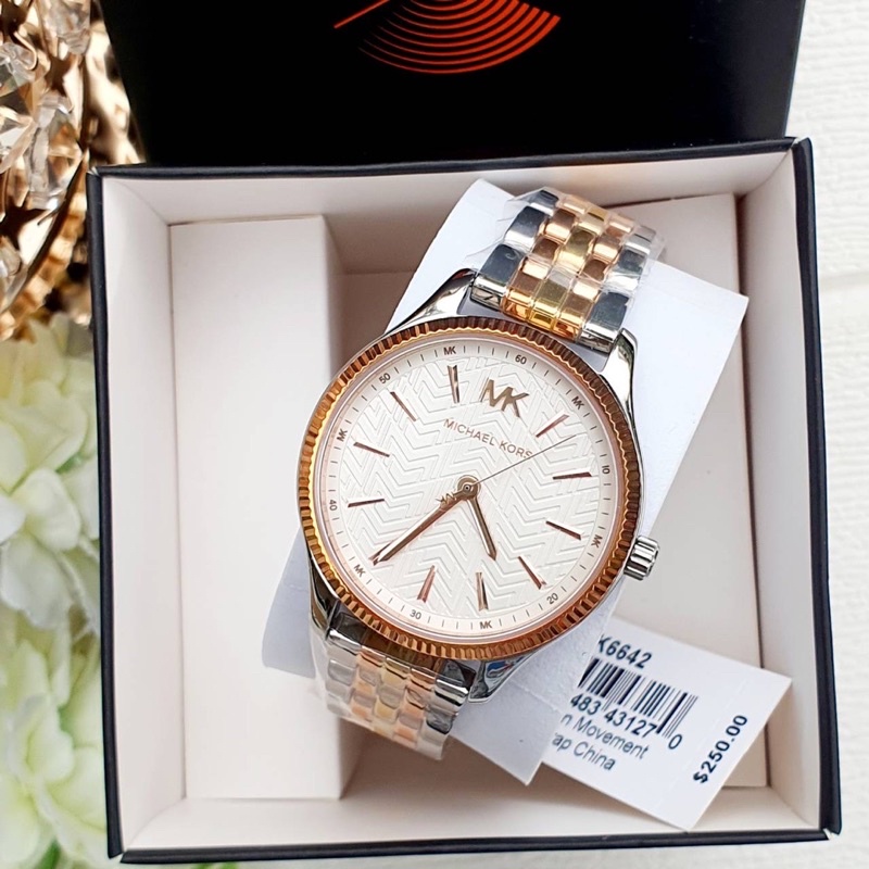 ผ่อน0-นาฬิกา-michael-kors-mk6642-lexington-quartz-white-dial-ladies-watch-สแตนเลสทูโทนสีโรสโกลด์-เงิน-หน้าปัดขาว-36มม