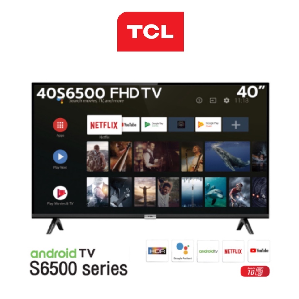 ภาพหน้าปกสินค้าTV TCL 40 นิ้ว Android TV รุ่น LED40S6500 ประกันศูนย์1ปี