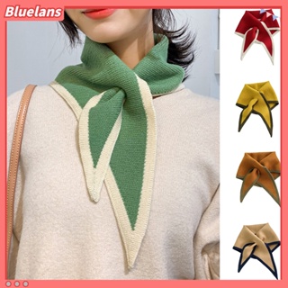 [Bluelans] ผ้าพันคอ ผ้าถัก ทรงสามเหลี่ยม สีตัดกัน เรียบง่าย แฟชั่นฤดูใบไม้ร่วง ฤดูหนาว สําหรับผู้หญิง