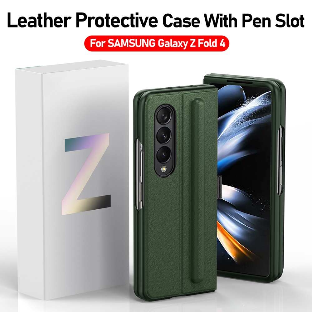 for-samsung-galaxy-z-fold-4-5g-fold4-case-luxury-leather-pen-slot-holder-protection-cover