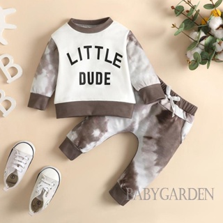 Babygarden-0-3years เสื้อกันหนาวคอกลม แขนยาว พิมพ์ลายตัวอักษร และกางเกงขายาว เอวยางยืด สําหรับเด็กผู้ชาย 2 ชิ้น