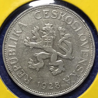 No.60845 เหรียญเงิน ปี1928 เชโกสโลวาเกีย CZECHOSLOVAKIA 5 KORUN เหรียญสะสม เหรียญต่างประเทศ เหรียญเก่า หายาก ราคาถูก