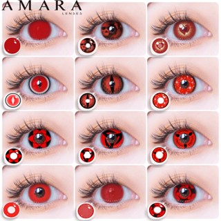 Amara คอนแทคเลนส์คอสเพลย์ สีแดง สําหรับแต่งหน้า ตา ปาร์ตี้ฮาโลวีน คริสต์มาส