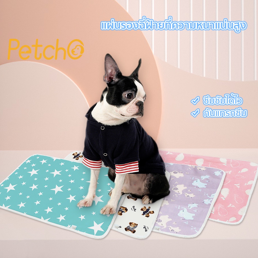 ภาพหน้าปกสินค้าPetcho แผ่นรองฉี่หมา ใช้ซ้ำได้ แผ่นรองฉี่สุนัข แผ่นรองฉี่แมว ซึมซับไดีดี แผ่นรองฉี่ แผ่นฝึกขับถ่าย ระงับกลิ่น