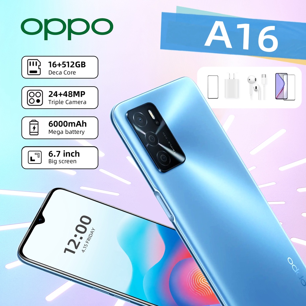 ราคาและรีวิวโทรศัพท์ OPPO A16 ของแท้100%เครื่องไทย โทรศัพท์มือถือ แกะ8GB รอม128GB โทรศัพท์มือถือราคาถูก 5G SmartPhone ประกันศูนย์ 2ป