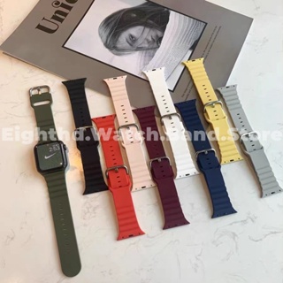 สายนาฬิกาข้อมือซิลิโคน สีครีม สําหรับ Smart Watches Series Ultra 8 7 6 SE 5 4 3 2 1 ขนาด 49 มม. 41 มม. 45 มม. 44 มม. 42 มม. 40 มม. 38 มม.