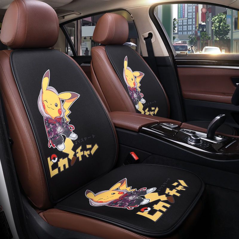 พร้อมส่ง-เบาะรองนั่งรถยนต์-pikachu-เบาะรองนั่งรถยนต์ลายการ์ตูนกันลื่น