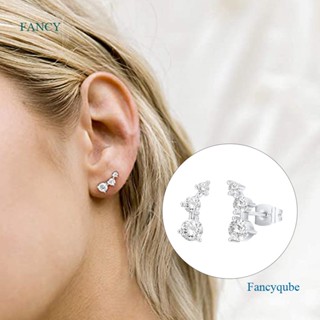 Fancy Dainty ต่างหูสตั๊ด ฝังเพทาย คริสตัล ลูกบาศก์ อเนกประสงค์ ต่างหูเจาะหู ของขวัญ มินิมอล สําหรับผู้หญิง