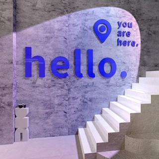 Klein Blue Hello Check-in สติกเกอร์ติดผนังพื้นหลังภาพ อะคริลิค สามมิติ สติกเกอร์ติดผนังร้านอาหาร โรงแรม ร้านค้า ภาพวาดตกแต่ง