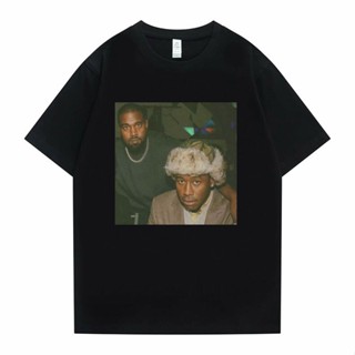 เสื้อเบลาส์ แร็ปเปอร์ Kanye West Tyler De Schepper Grafische พิมพ์เสื้อยืด Mannen Vrouwen Mode Losse เสื้อยืดแร็ปเปอร์ ว