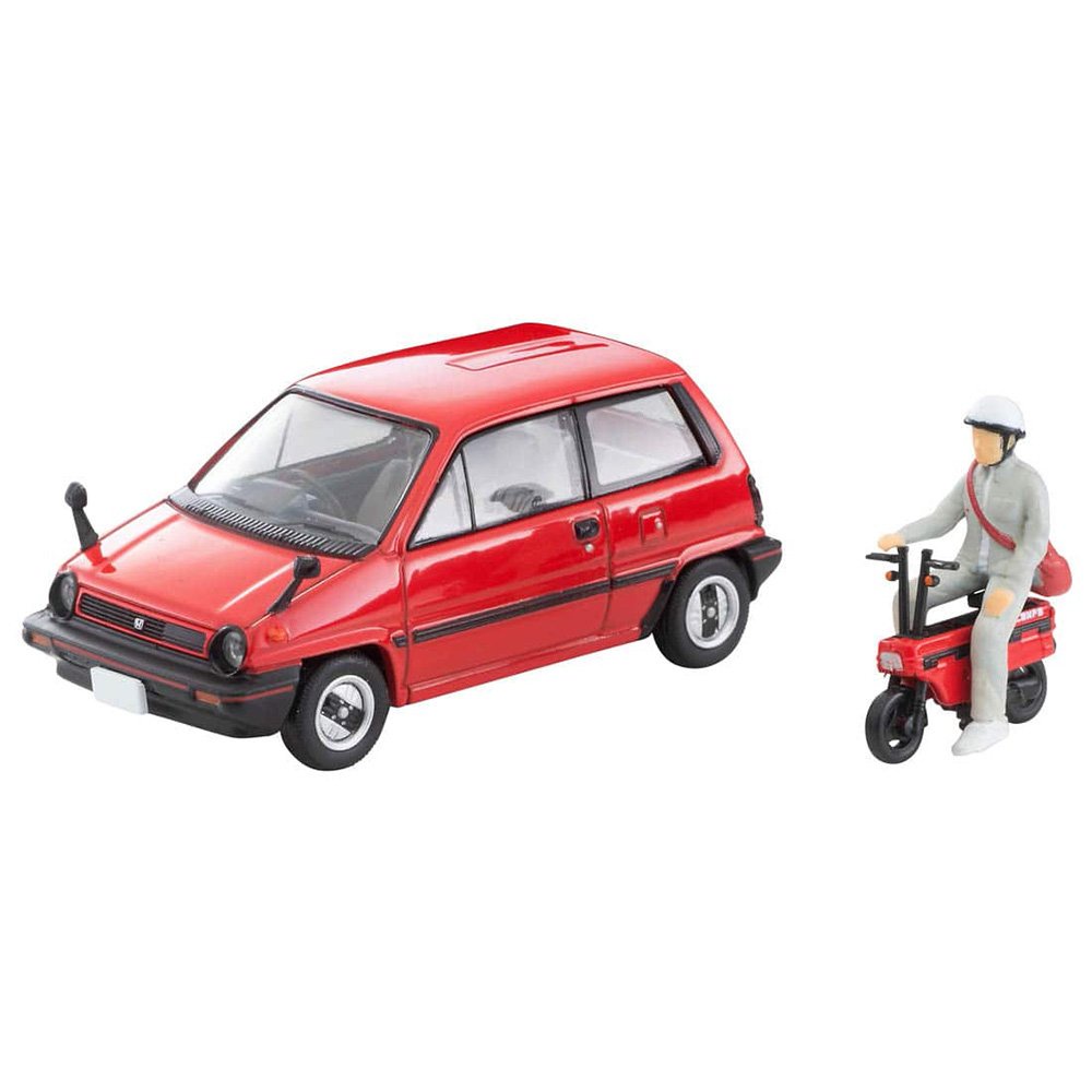 tomytec-4543736316787-1-64-honda-city-r-red-with-motocompo-with-rider-figure-1981-diecast-scale-model-car