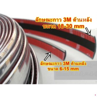 จัดส่งทันทีคิ้วโครเมี่ยมแบบแปะขนาด 10 มิลลิเมตร (กาว3M) ติดกันชน ขอบประตูรถ กันกระแทก ติดเพื่อความสวยงาม หรูหรา