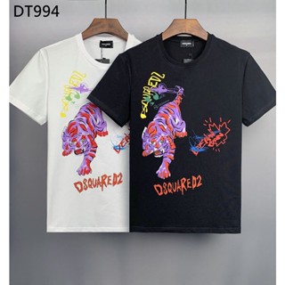 เสื้อยีด ใหม่ DSQUARED2 ผู้ชายผู้หญิงพิมพ์จดหมายคอกลมแขนสั้นถนนฮิปฮอปผ้าฝ้ายบริสุทธิ์เสื้อยืดเสื้อยืด DT994