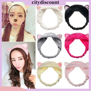 &lt;citydiscount&gt;  ผ้าโพกศีรษะ พิมพ์ลายแมว แฟชั่น สำหรับผู้หญิง