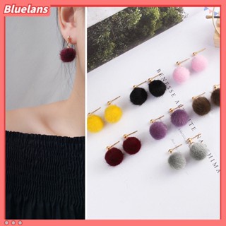 【Bluelans】ต่างหูเเต่งปอม สีสันสดใส น่ารัก