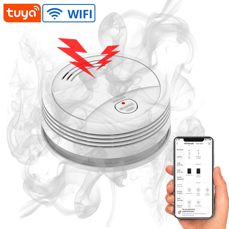 Amazz Smoke Detector Tuya Wifi Smoke Alarm Fire Protection Sensor