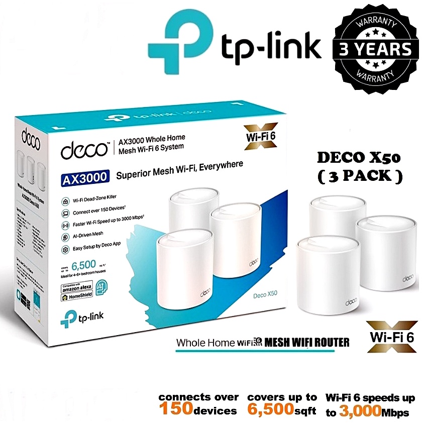 🔥ขายดีมาก🔥 TP-LINK (Deco X50) AX3000 Whole Home Mesh Super-fast WiFi 6 ที่เร็วขั้นสุดด้วยความเร็วสูงสุด 3.0 Gbps LT