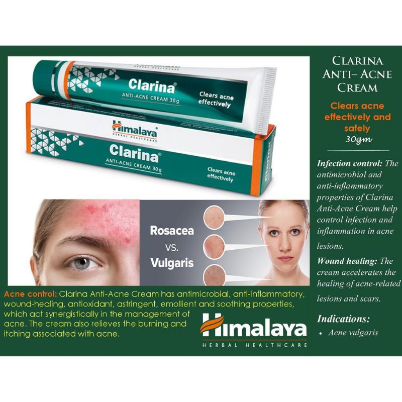 himalaya-clarina-anti-acne-cream-30g-ครีมแต้มสิวอักเสบ