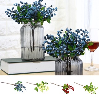 【AG】Lifelike Artificial Plant Faux Berry Fake Branch Simulation Blueberry Home Hotel Cafe Decor Prop