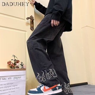 DaDuHey🔥 Mens American High Street Oversize Casual Pants Ins Fashion Brand Autumn Loose Straight Jeans