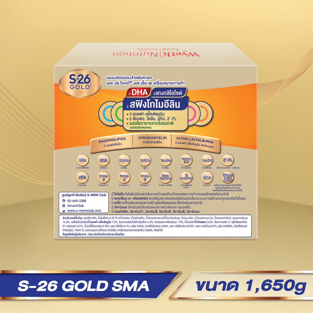 ภาพหน้าปกสินค้า(กล่อง 1,650g) โฉมใหม่ 2'FL นมผงเอส-26 SMA GOLD ขนาด 1,650 กรัม จากร้าน cotsine1 บน Shopee