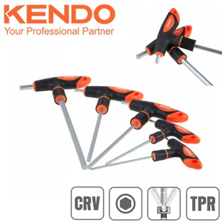 KENDO 20779 ประแจหกเหลี่ยม ด้ามตัว T 5 ตัวชุด ขนาด 3*100,4*100,5*150,6*150,8*200mm