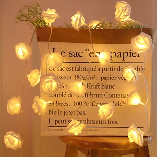 สายไฟ LED รูปดอกกุหลาบ ขนาดเล็ก สีชมพู สีขาว สําหรับตกแต่งปาร์ตี้คริสต์มาส วันเกิด งานแต่งงาน