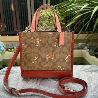 🎀 (สด-ผ่อน) กระเป๋า 8.5 นิ้ว ลายแมว CC424 COACH DEMPSEY TOTE 22 IN SIGNATURE CANVAS WITH DANCING KITTEN PRINT