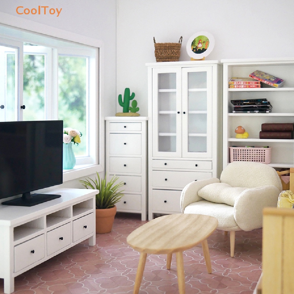 cooltoy-ขายดี-เฟอร์นิเจอร์ลิ้นชัก-ตู้หนังสือ-ตู้กระจก-สําหรับตกแต่งบ้านตุ๊กตา-1-12-tv