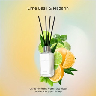 ก้านหอม ปรับอากาศ Diffuser กลิ่น Lime Basil &amp; Mandarin 50ml ฟรี!! ก้านไม้กระจายกลิ่น (ไม่มีกล่อง) (no box)