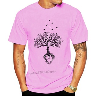 เสื้อครอปสายฝอ 2020 moda yaz T Shirt % 100% pamuk yaratıcı grafik ağacı kuş T Shirt kök, manevi sembolizm yaşam