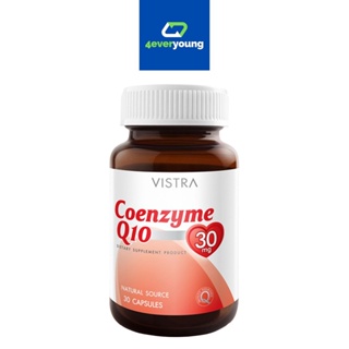 VISTRA Coenzyme Q10 Natural Source (30 เม็ด) เสริมอาหาร วิสทร้า โคเอนไซม์ คิวเท็น 30 มก.