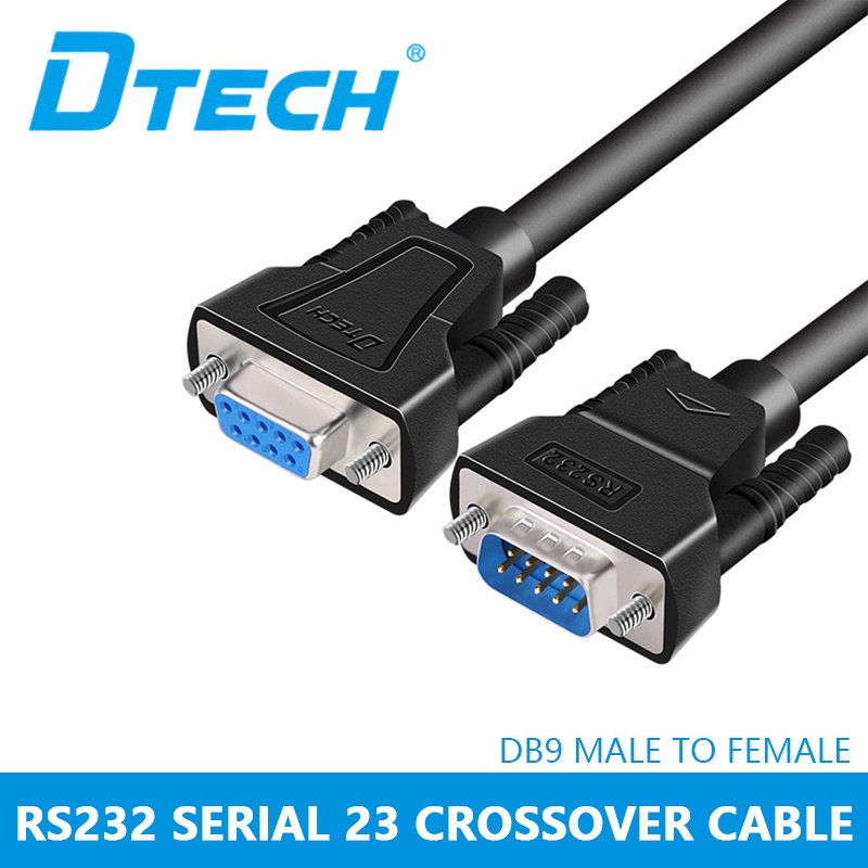 DTECH RS232 Serial Cable DB9 ชายหญิง Null Modem Cord Cross TX RX Line ...