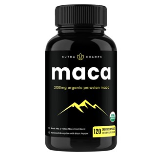 Organic Maca Root Capsules 2100MG Peruvian Maca Root Powder Supplement Gelatinized with Support Reproduction &amp; Energy