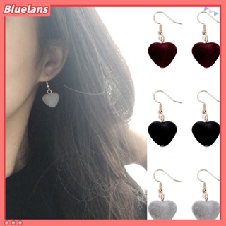 【Bluelans】ต่างหูแฟชั่น แบบตะขอเกี่ยว จี้รูปหัวใจผ้ากำมะหยี่ เครื่องประดับสตรี