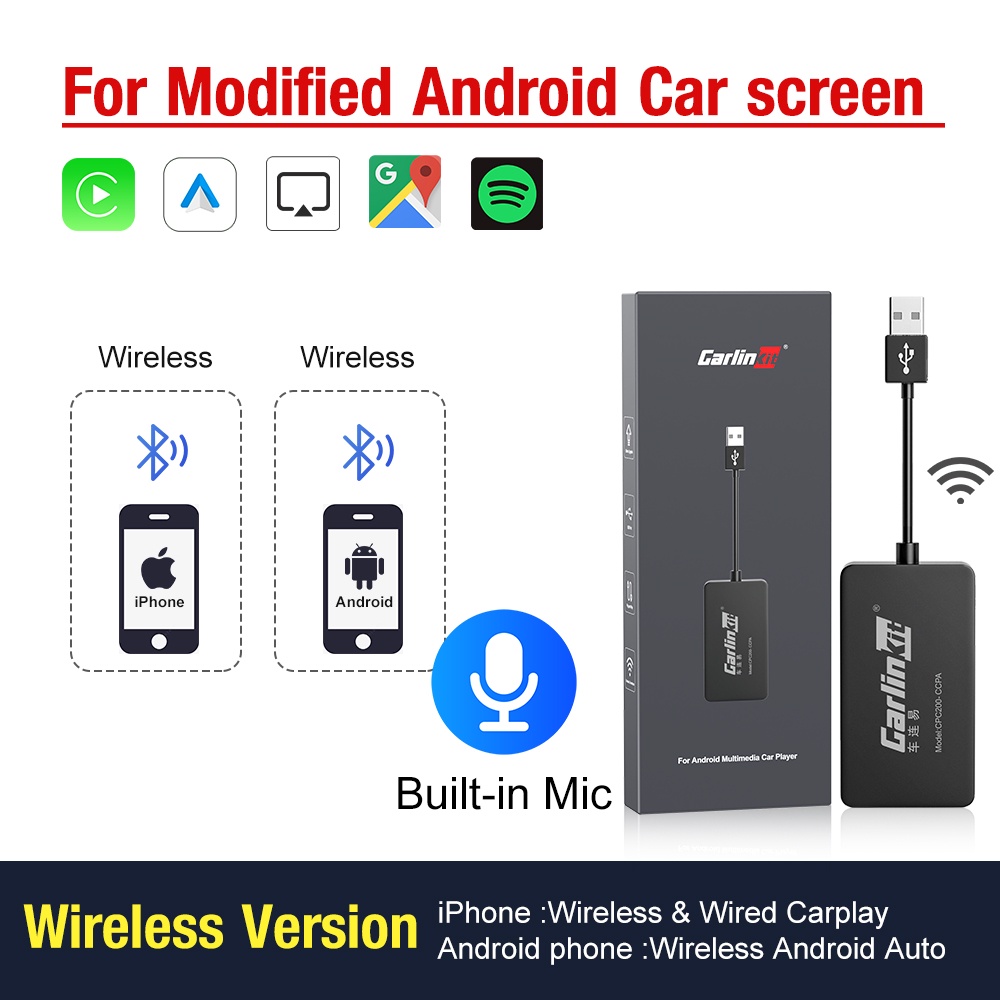 CarlinKit Wireless Apple CarPlay Dongle & Wired Android Auto Adapter Ai ...