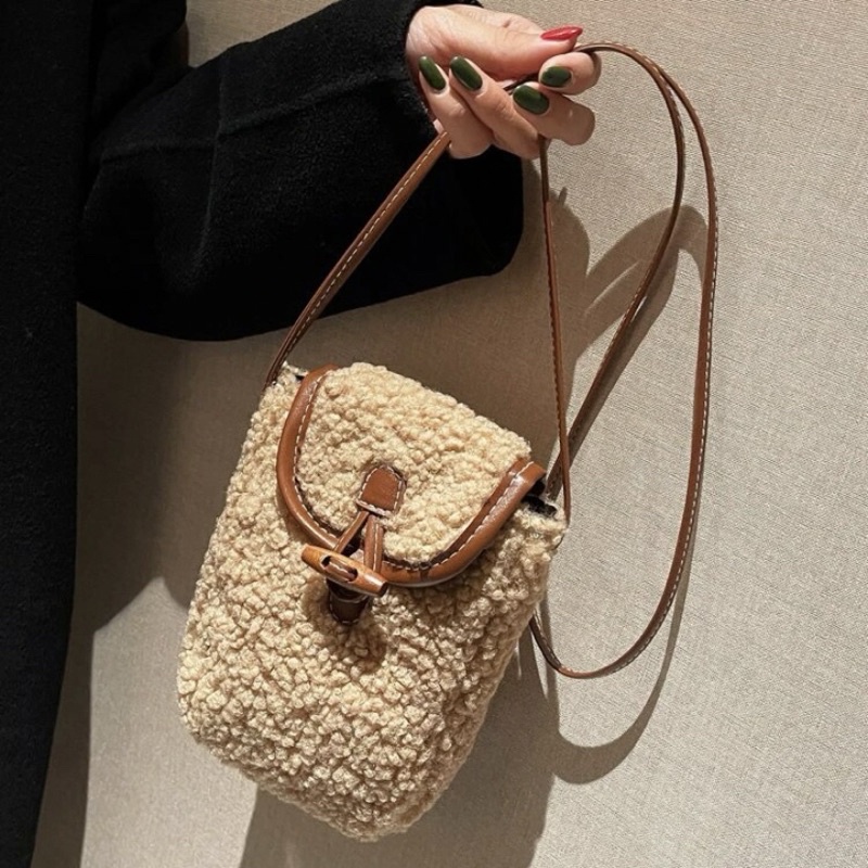 Contrast Binding Fuzzy Crossbody Bag Shopee Thailand