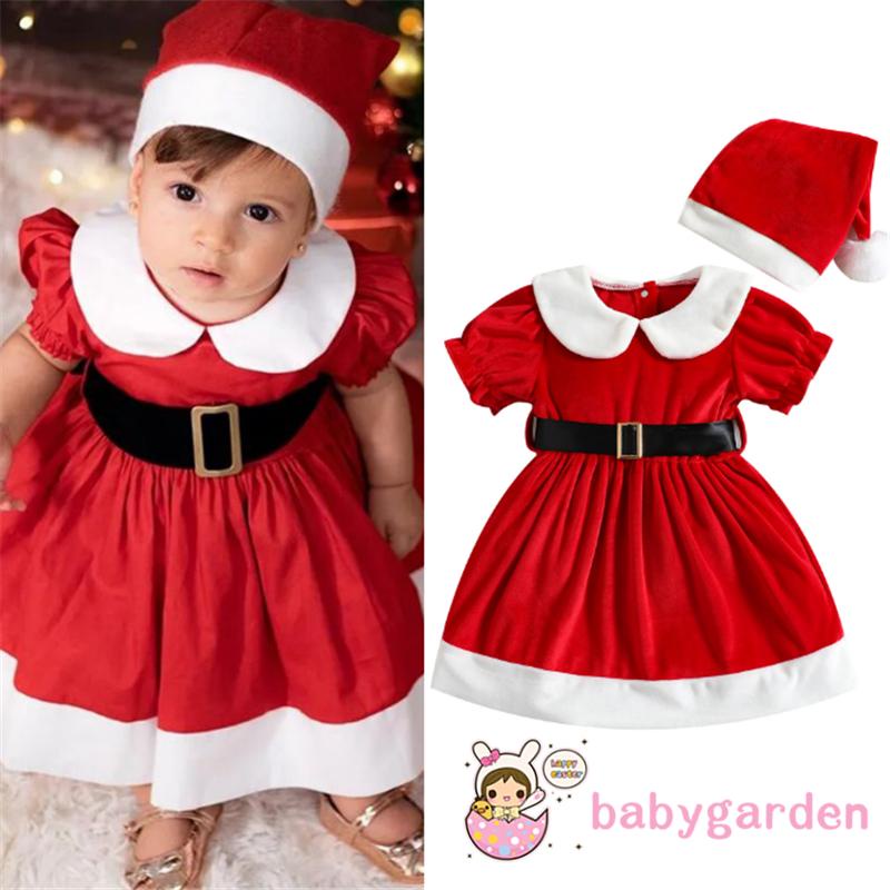 babygarden-ชุดเดรส-ทรงเอ-แขนสั้น-คอตุ๊กตา-พร้อมเข็มขัด-และหมวก-สีแดง-สําหรับเด็กผู้หญิง-อายุ-6-เดือน-4-ปี
