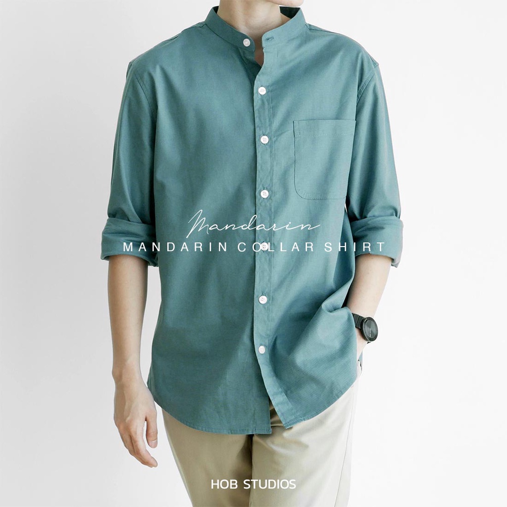 ภาพสินค้า️ทักแชทรับโค้ดลดเพิ่ม เชิ้ตคอจีนผู้ชาย Long Sleeve Mandarin Collar Shirt HOB STUDIOS จากร้าน hob.studios บน Shopee ภาพที่ 3