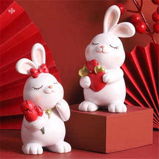 [herebuy] ตุ๊กตากระต่ายน่ารัก เรซิ่น ขนาดเล็ก สไตล์จีน สร้างสรรค์ สําหรับตกแต่งภูมิทัศน์ วันวาเลนไทน์ วันครบรอบ งานแต่งงาน