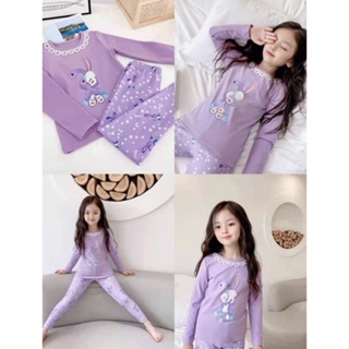 ชุดนอน เกาหลี ลายน่ารัก สีม่วง สดใส กระต่าย STELLAA ชุดนอนเด็ก ชุดนอนแฟชั่น เสื้อผ้า เสื้อเด็ก เสื้อหนาว ชุดนอนแขนยาว 🌈