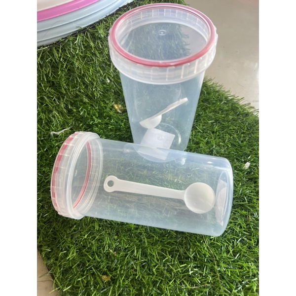 โหลฝาเกลียว-โหลพลาสติก-มีขอบยาง-มีช้อน-2-กระปุก-600ml