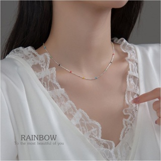 s925 Rainbow necklace สร้อยคอเงินแท้ สายรุ้ง สวยน่ารัก สดใส ใส่สบาย เป็นมิตรกับผิว