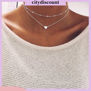 &lt;citydiscount&gt;  สร้อยคอโชคเกอร์รูปหัวใจแบบสองชั้นสำหรับผู้หญิง